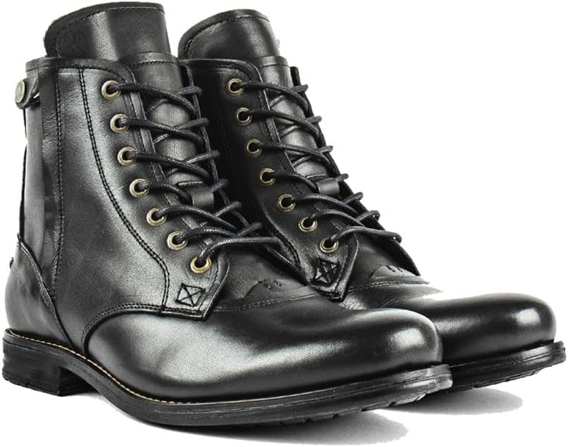 

Мужские ботинки Oxford, повседневные полусапожки для мужчин, мужские мотоциклетные ботинки на шнуровке с боковой молнией Odipon, черный