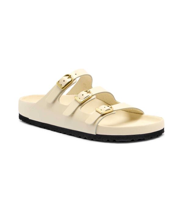 Кожаные тапочки florida d-buckle Birkenstock, экрю