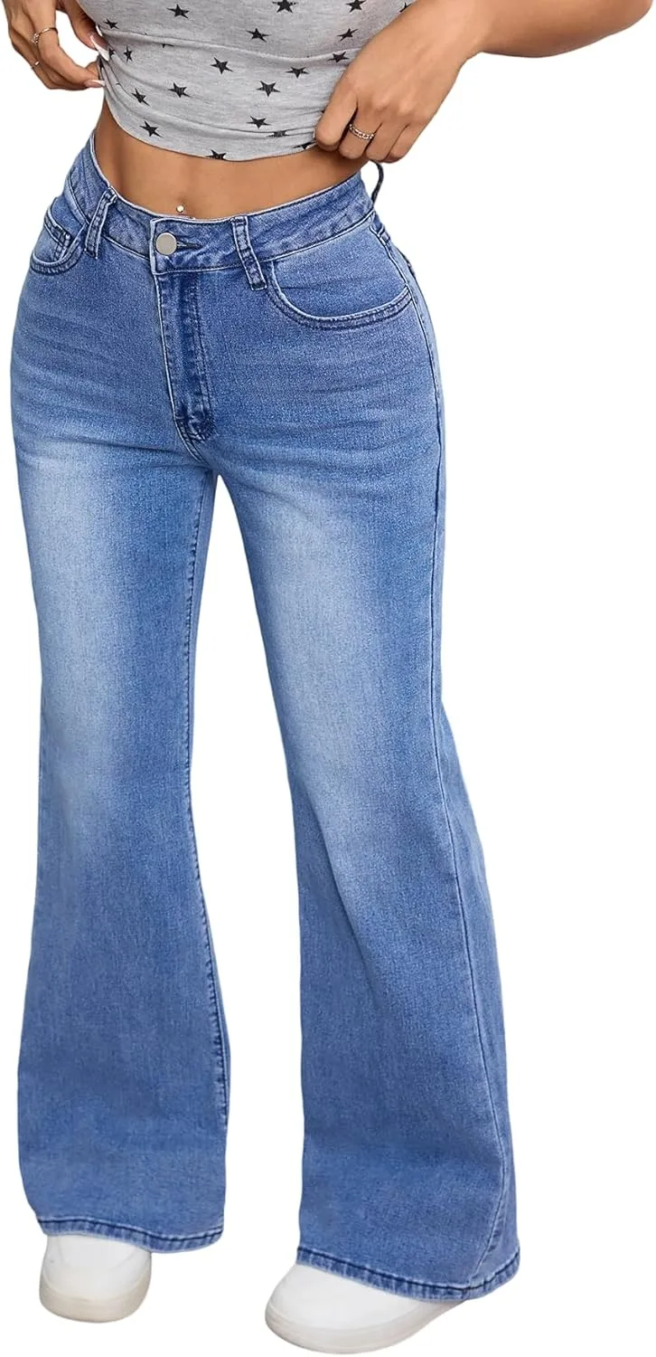 

Женские джинсы с высокой талией и расклешенным силуэтом Curvy Stretchy OYICAI