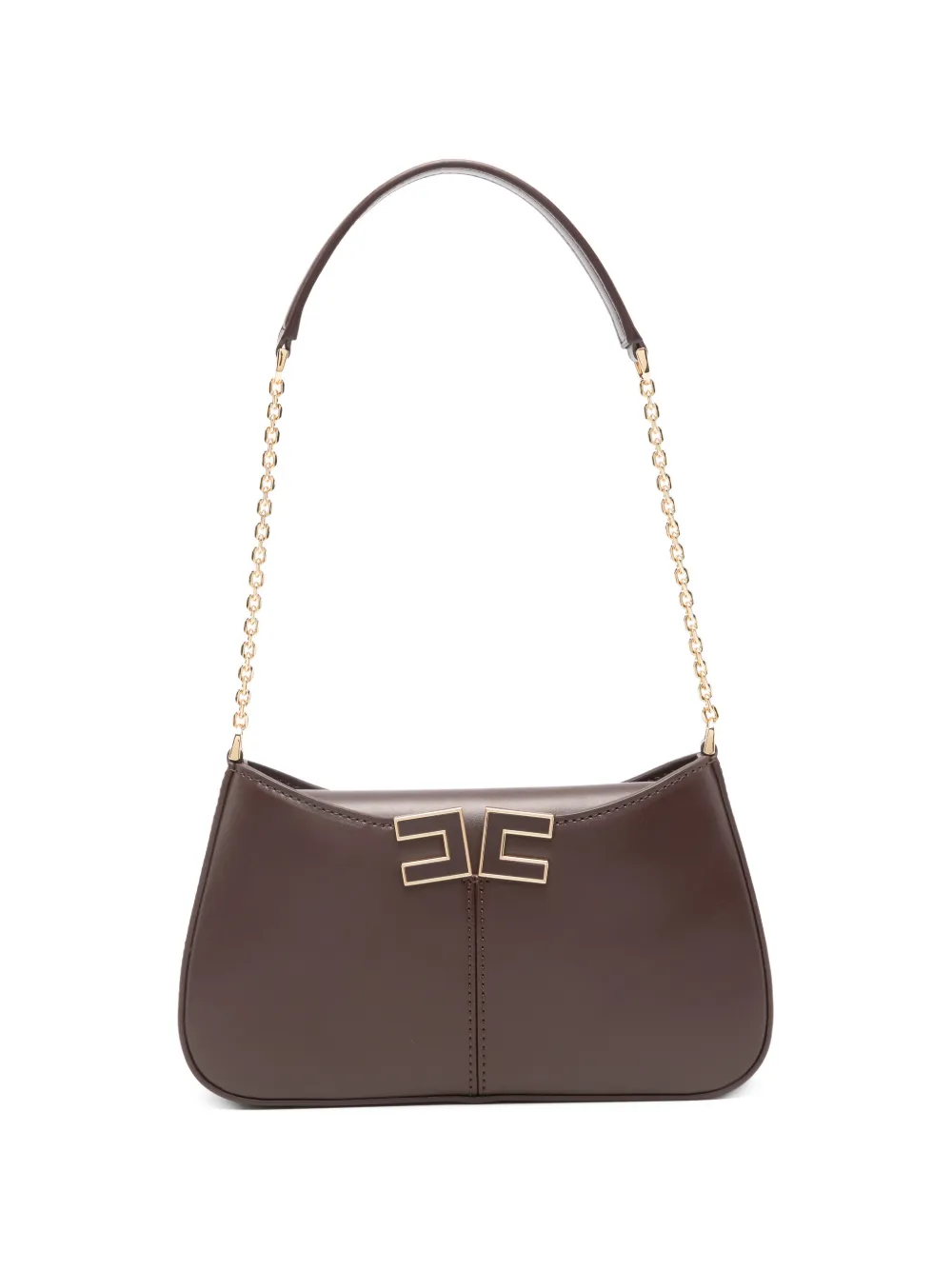 

Сумка на плечо с цепочкой и логотипом Elisabetta Franchi, коричневый