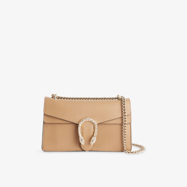 

Сумка Gucci из кожи с цепочкой, бежевый