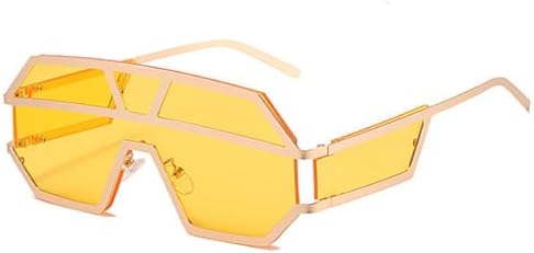 

Женские солнцезащитные очки без оправы из сплава, модные, большие, цельные, мужские солнцезащитные очки в стиле ретро, ​​черные и коричневые цвета MTZJH, C8gold-yelloe