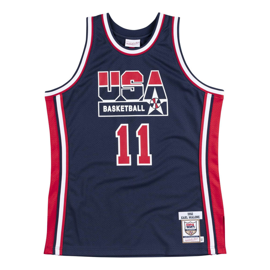 

Джерси Mitchell & Ness Authentic Jersey Team USA 1992 Karl Malone 'Navy Red', темно-синий