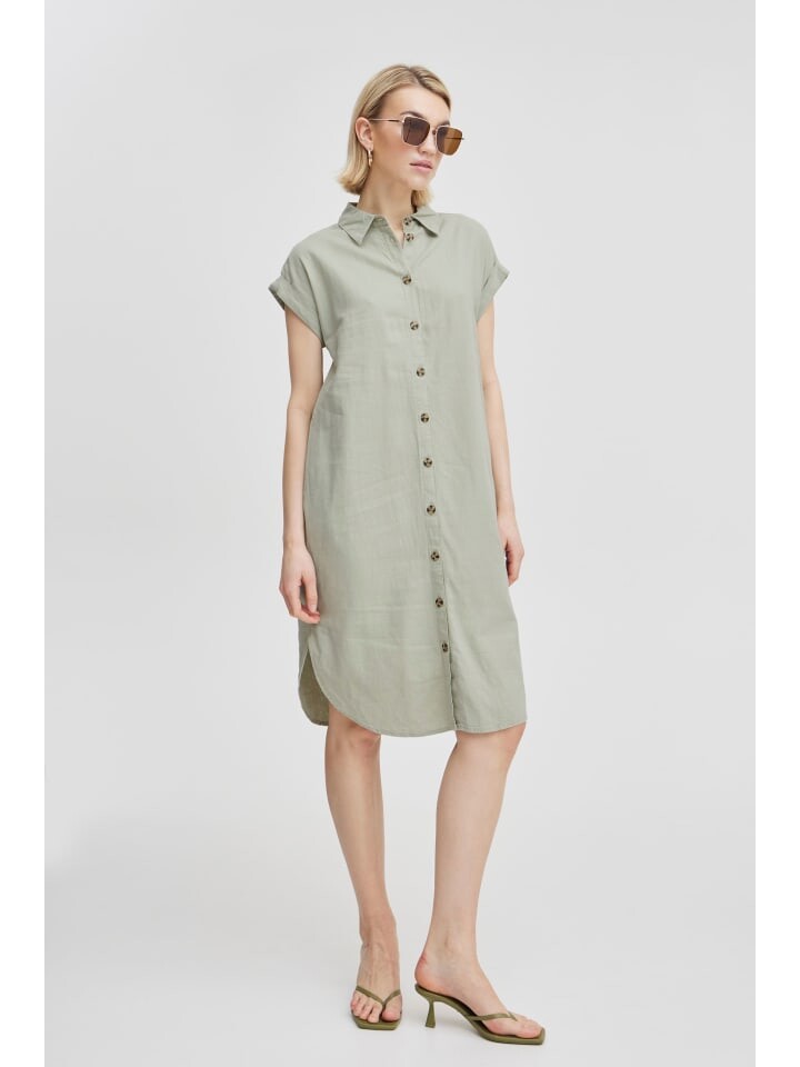 

Короткое платье b.young Blusenkleid BYFALAKKA SS SHIRT DRESS - 20814553 Dress aus Leinenmix, зеленый