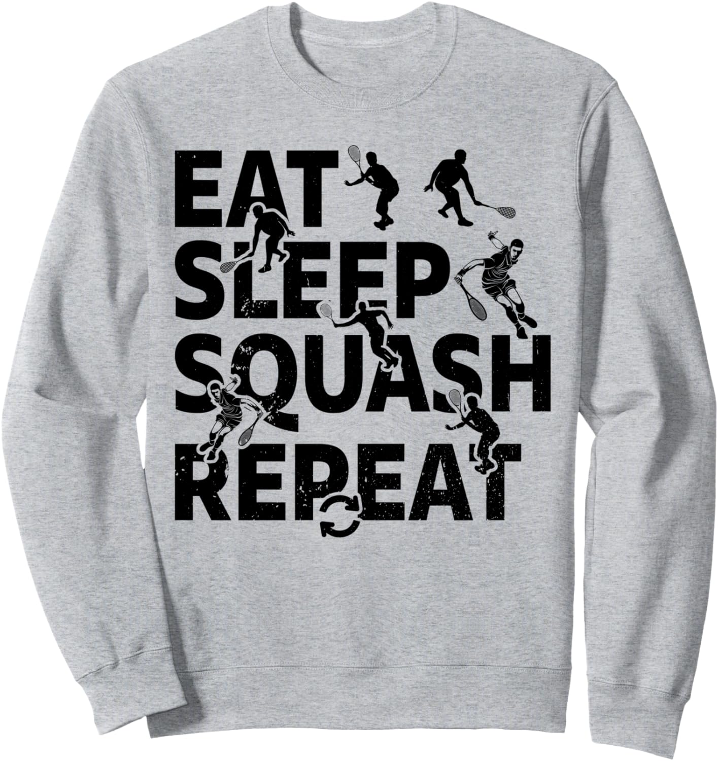 

Ешь, спи, играй в сквош, повторяй - Толстовка с силуэтом игрока в сквош Playing Squash Player, серый