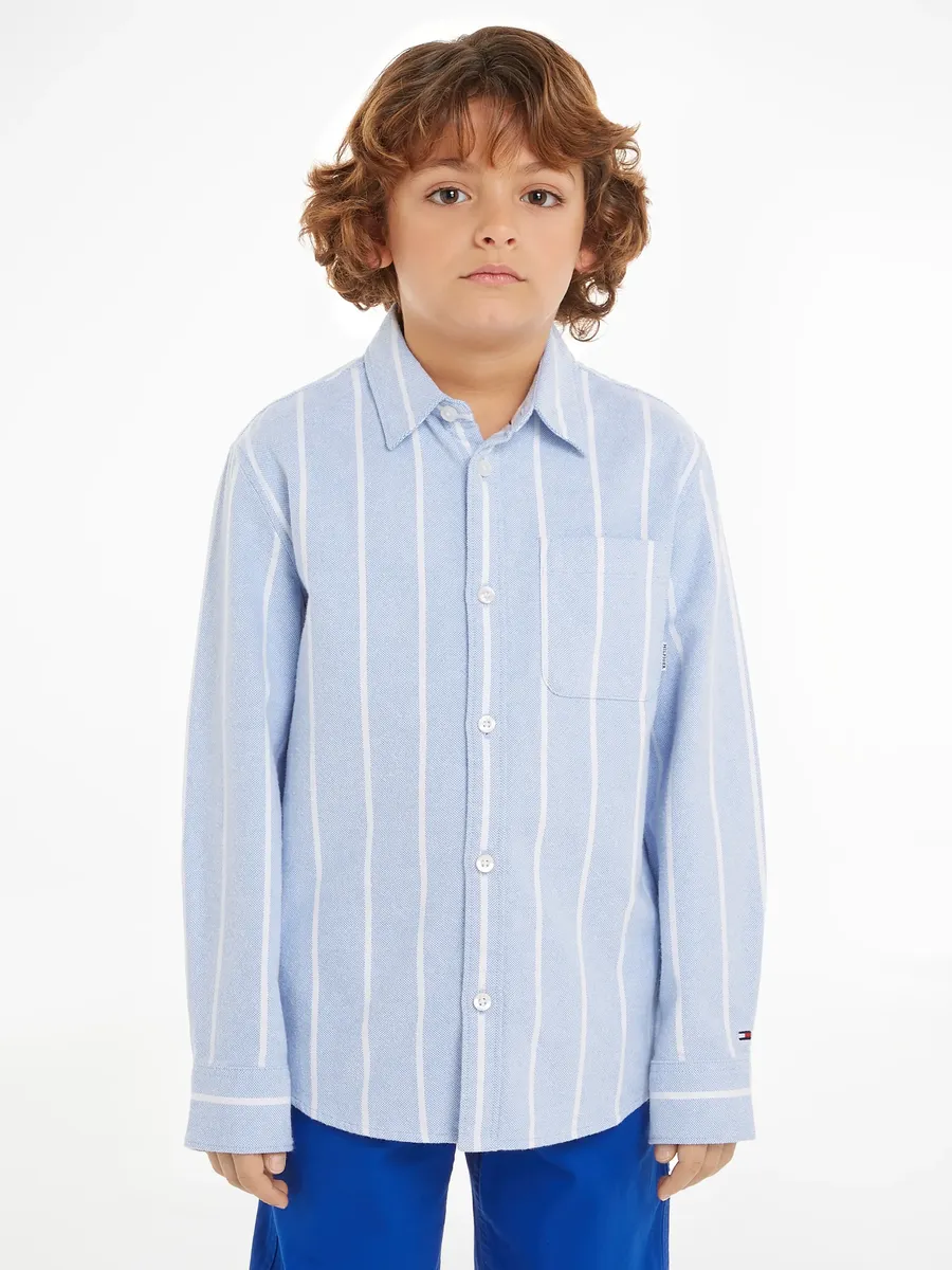 

Рубашка Tommy Hilfiger с длинными рукавами "MONOTYPE STRIPES SHIRT LS", детская до 16 лет, с тисненым логотипом, синий