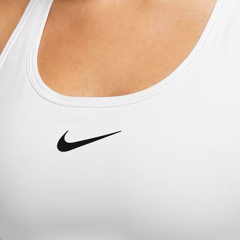 Женский спортивный бюстгальтер с мягкой подкладкой средней поддержки Nike Swoosh, белый — фото 4