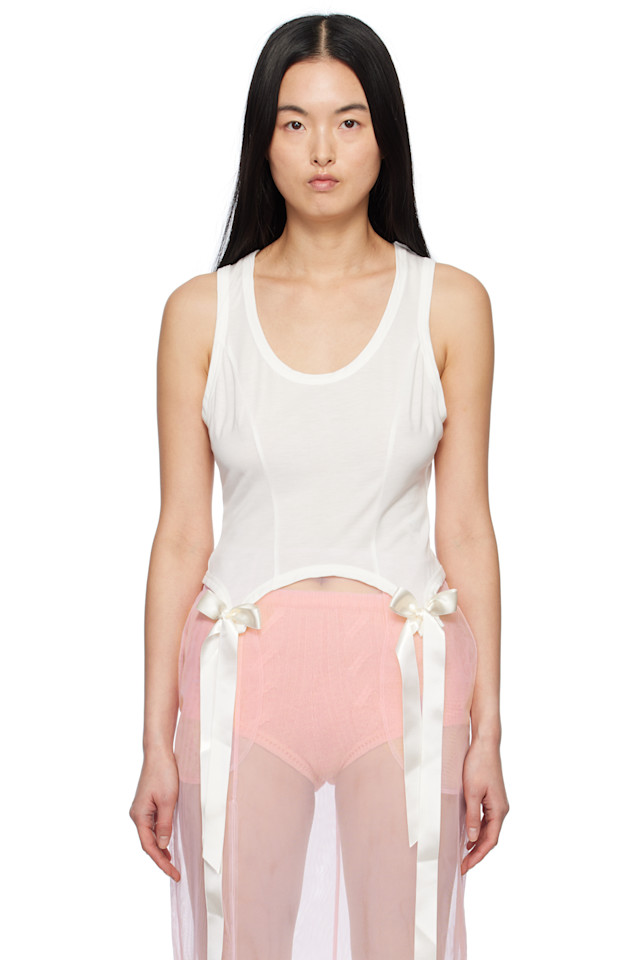 

Беспроблемный топ с вырезом-качелькой Bow Tail Simone Rocha, цвет ivory