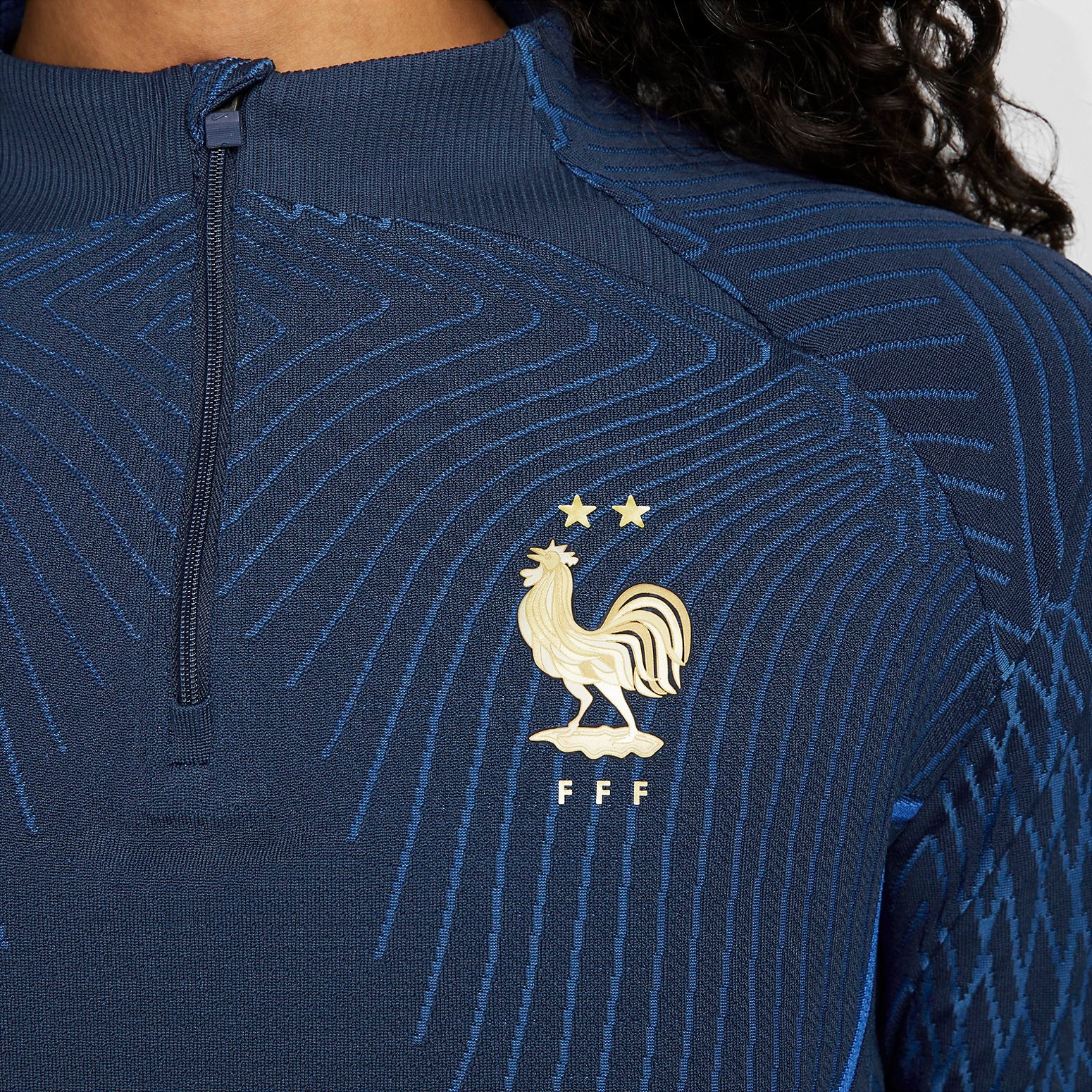 Спортивный топ Nike France Dri-fit ADV Elite 1/4 Zip Strike Drill Top 'Blue' DH6423-410, синий — фото 2