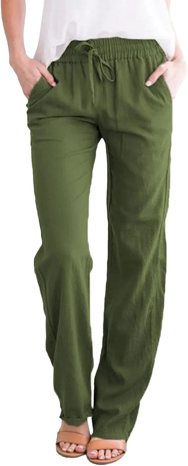 Брюки прямого кроя, Cotton Linen, Green