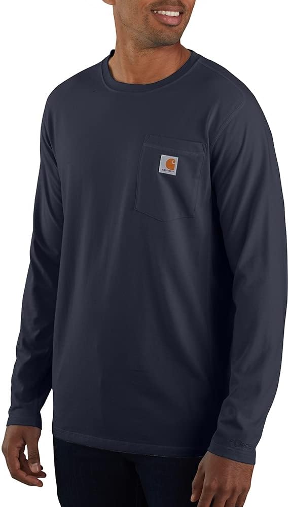 

Carhartt мужская футболка с длинным рукавом и карманом, Relaxed Fit, средней плотности, Navy