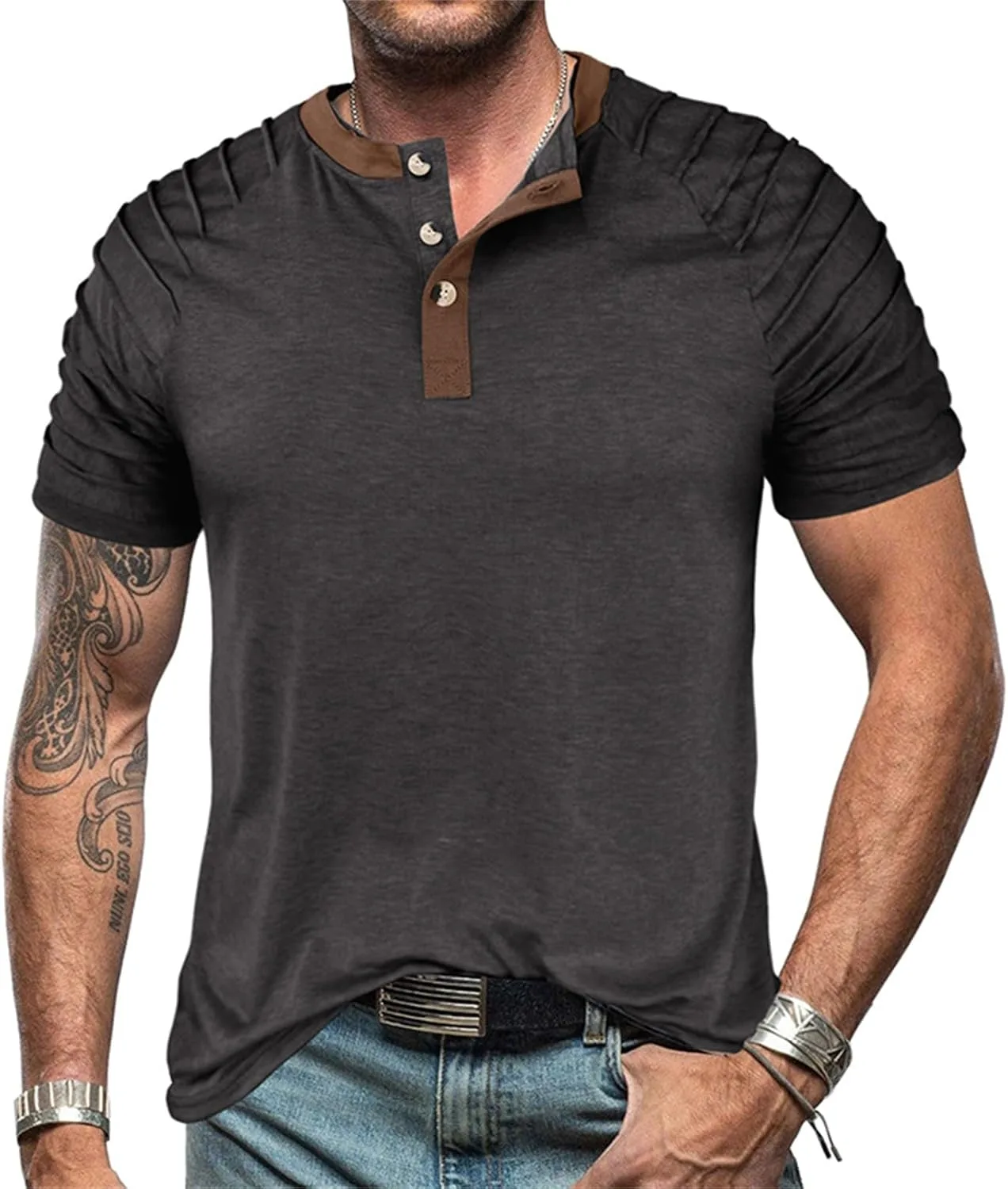 

Мужская футболка хенли с коротким рукавом для тренировок CHXLQQX