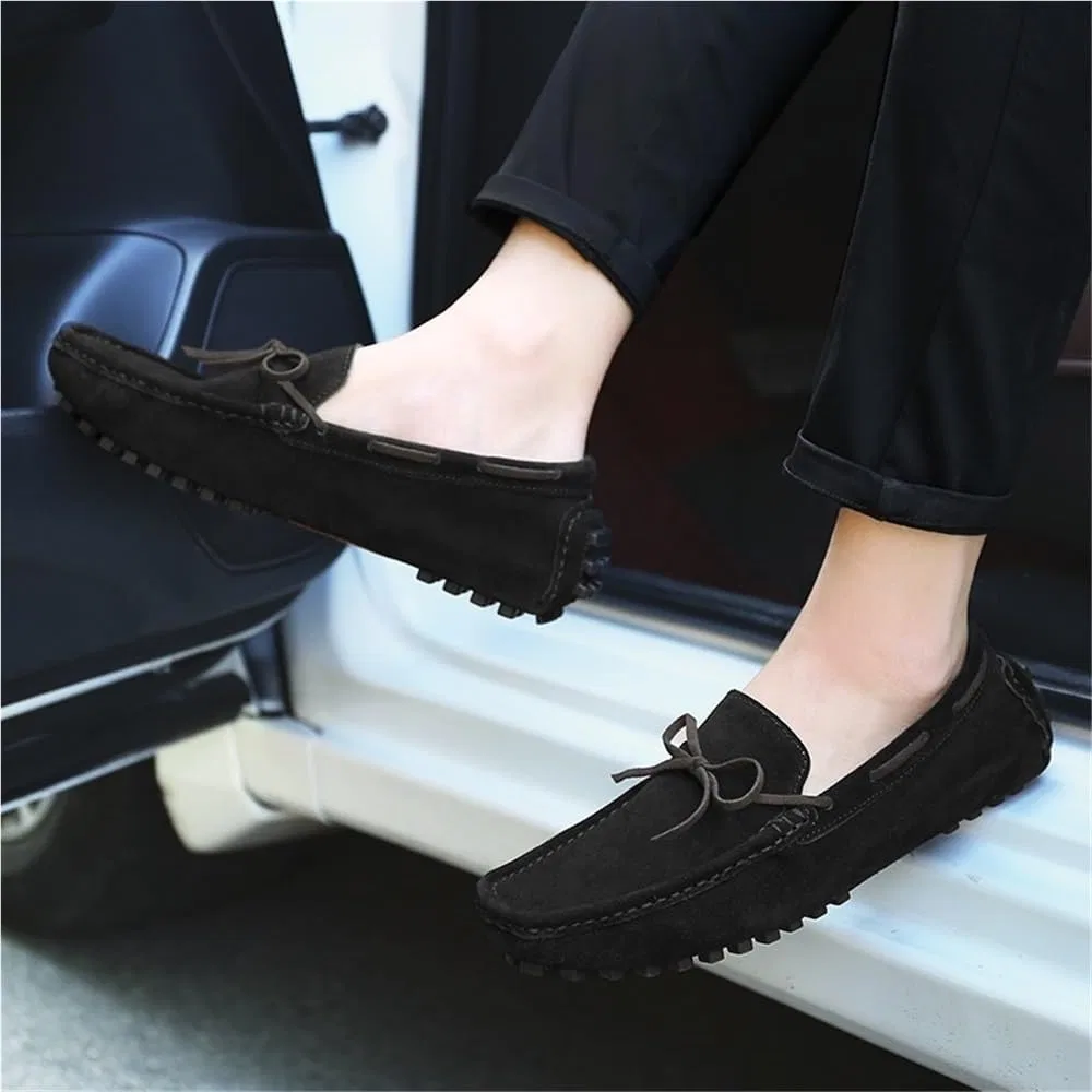 Лоферы мужские из нубука, легкие, на каждый день, Black DHFIRUFSHLO — фото 2