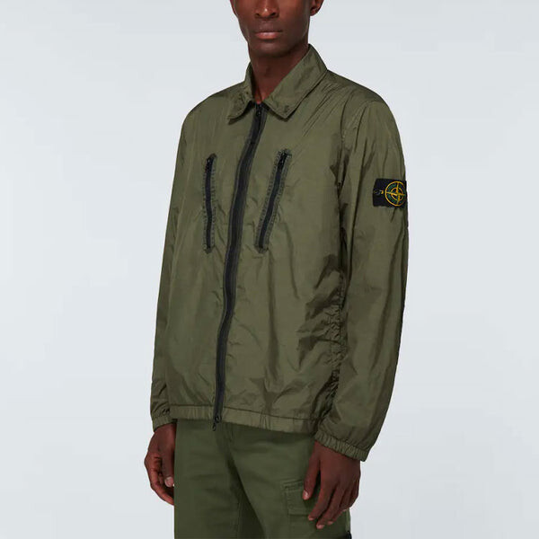 Куртка garment dyed crinkle reps jacket 'olive green' Stone Island, зеленый — фото 3