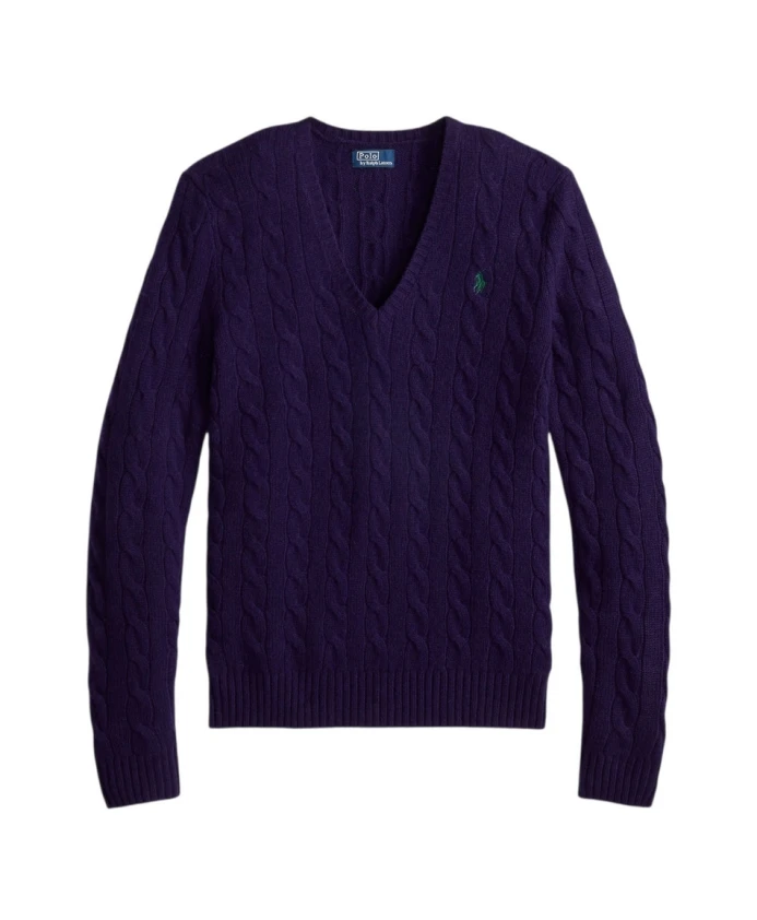 

Пуловер приталенного кроя с V-образным вырезом Ralph Lauren, фиолетовый