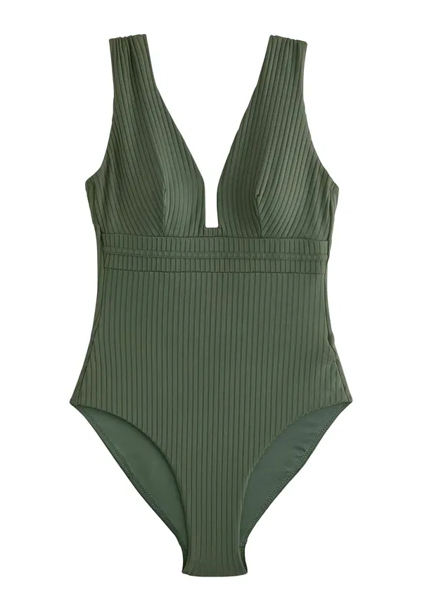 Купальник слитный Next, khaki green rib, хаки