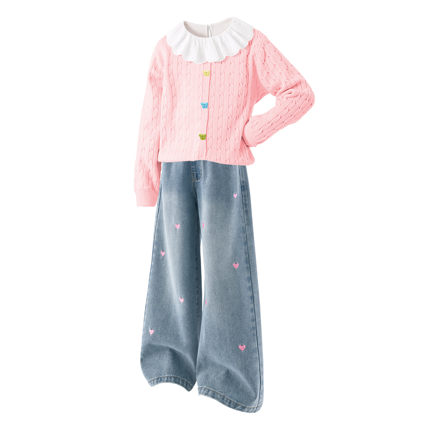 Детская повседневная спортивная одежда Disney, Solid Color Pink+Solid Color Sea Salt Blue+Solid Color Gardenia White
