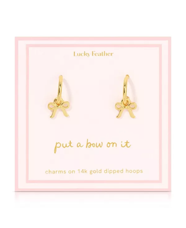 

Красивые банты - серьги-кольца с подвесками в виде бантов - золото Lucky Feather, gold