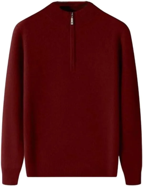 

Мужской зимний теплый пуловер с полумолнией