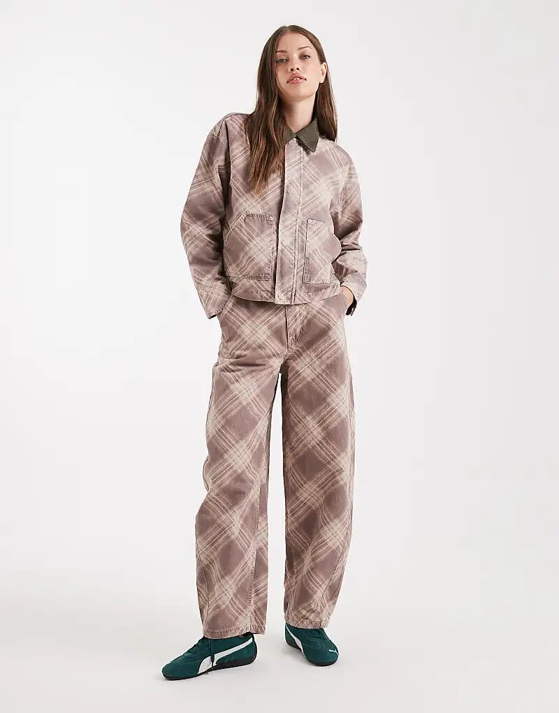 

Брюки-бочонки ASOS DESIGN в клетку с эффектом глажки