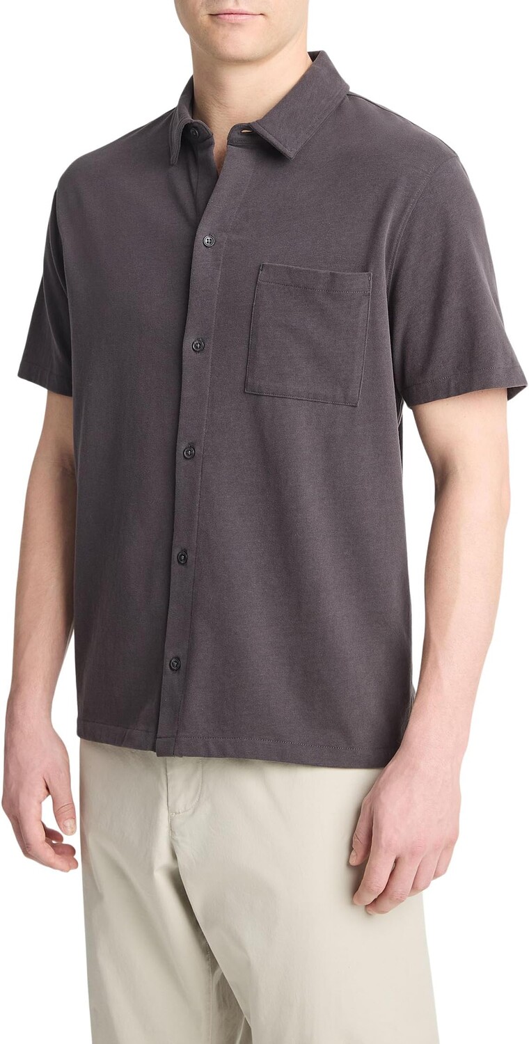 

Рубашка Vince Sueded Jersey S/S Button Down, цвет Soft Black