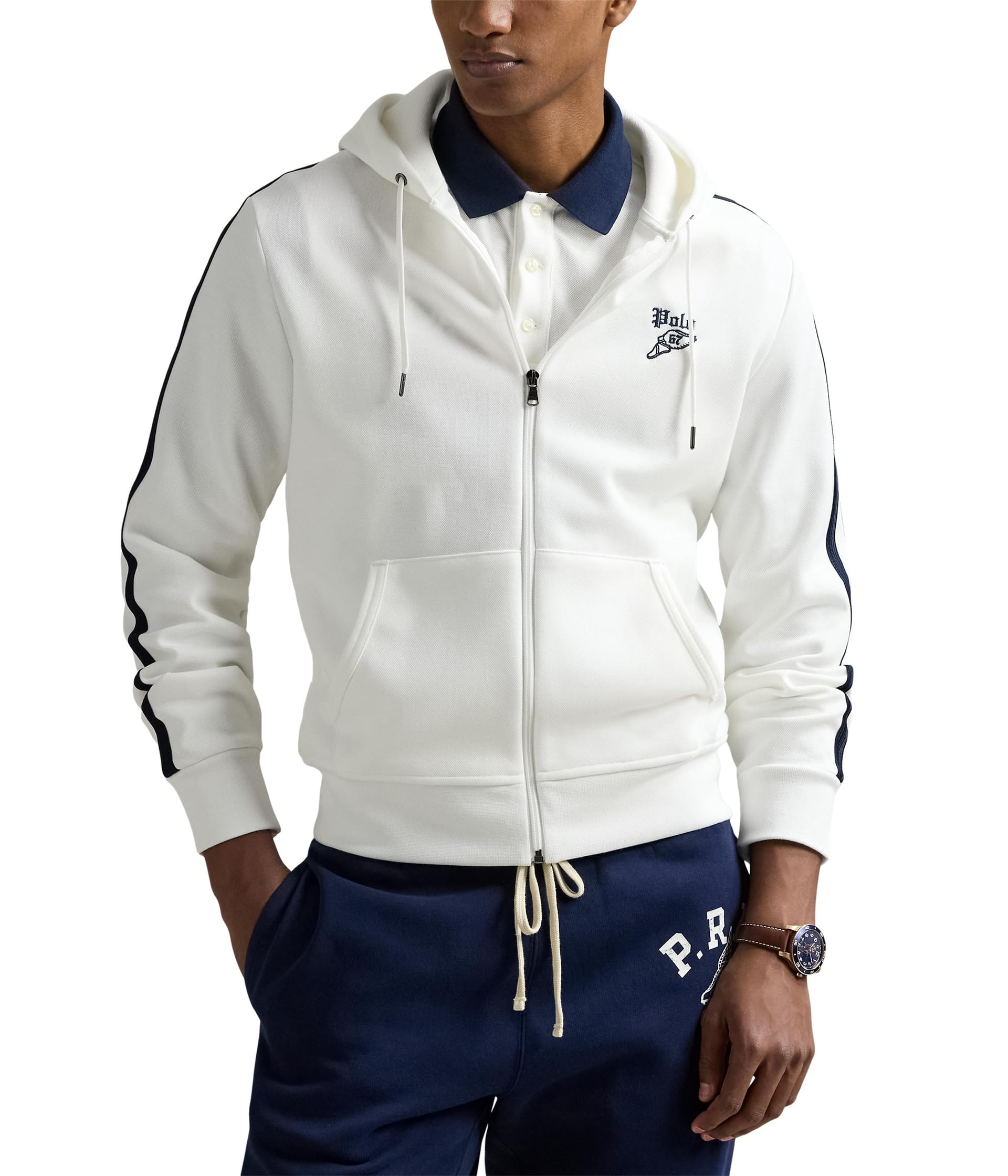

Худи Polo Ralph Lauren Double-Knit Full-Zip Hoodie, цвет White Multi