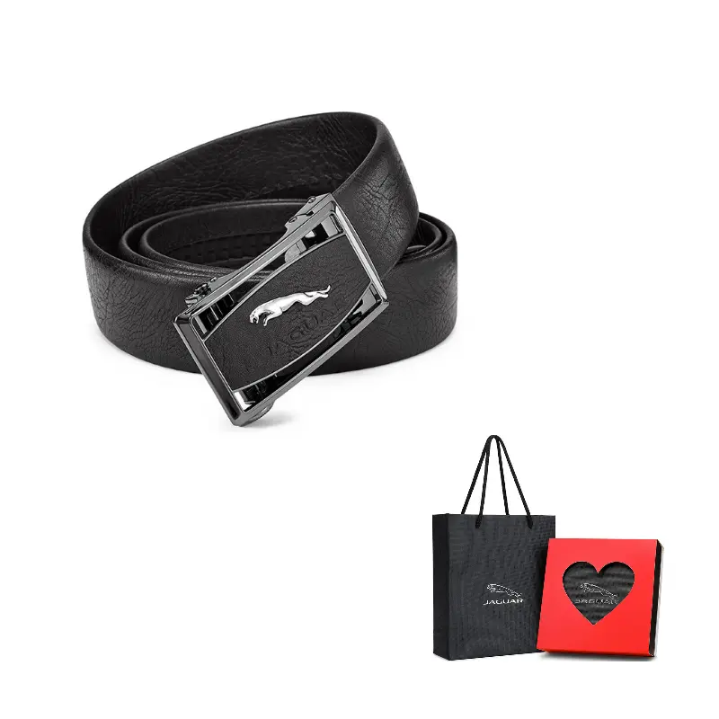 

JAGUAR Мужской кожаный ремень из коровьей кожи черный шириной 3.5 см, Black