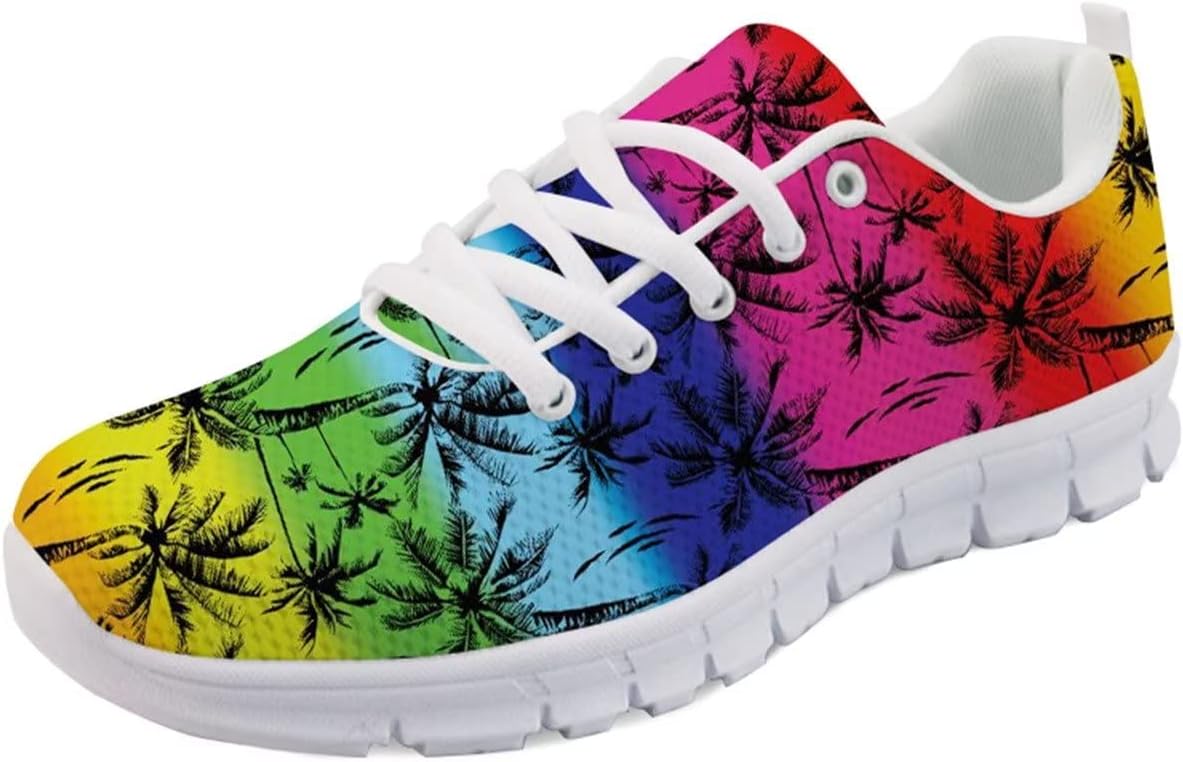 

Кроссовки Forchrinse с милым рисунком мопса, спортивные, для бега и занятий в спортзале, унисекс, легкие, на шнуровке, спортивные кроссовки, Colorful Palm