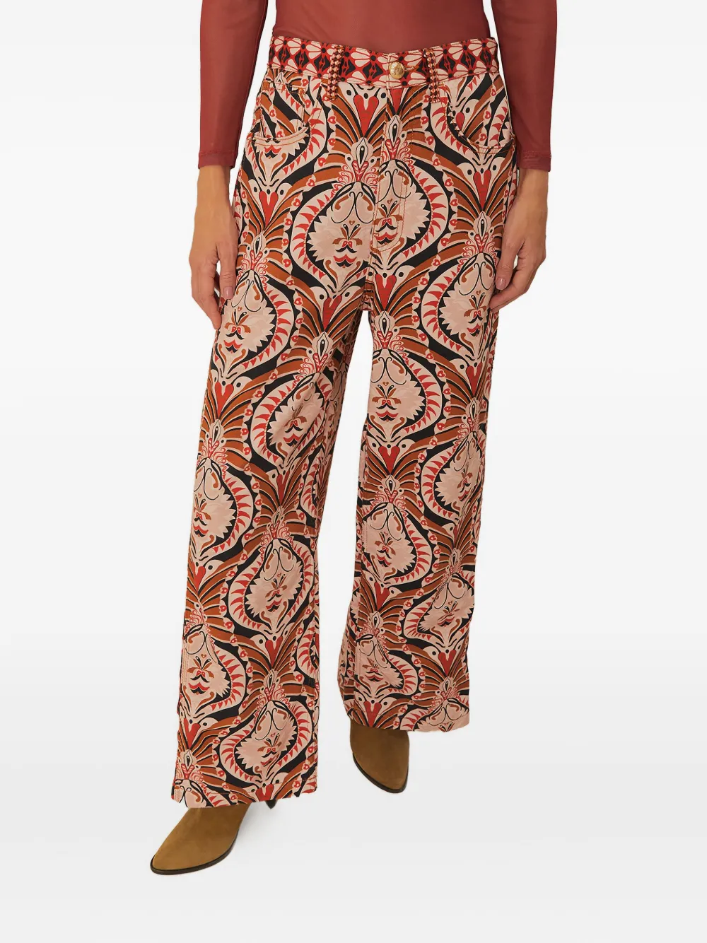 

Брюки с принтом Pineapple Jewelry FARM Rio, красный