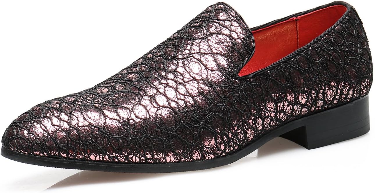 

Мужские лоферы Santimon, элегантные туфли без шнуровки, блестящие с пайетками, текстурированные блестящие туфли под смокинг, праздничные лоферы для выпускного, роскошные свадебные и повседневные мокасины для мужчин, красный