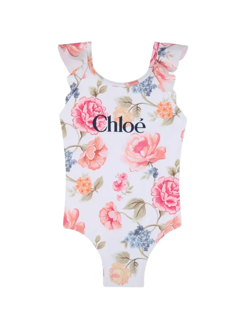 Топ с оборками и цветочным принтом Chloe Kids, белый