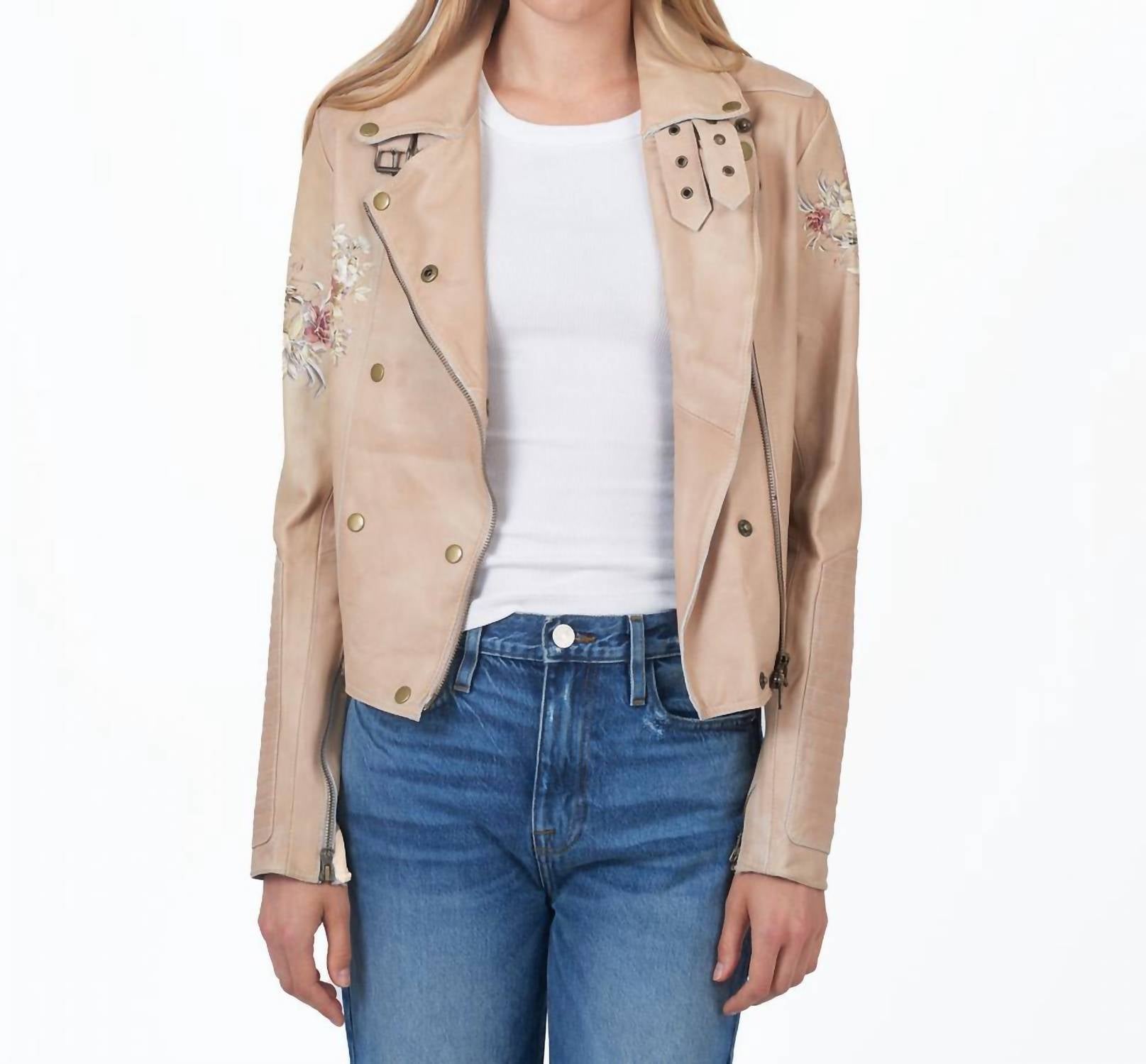 

Кожаная куртка Harley Floral в белом цвете jakett