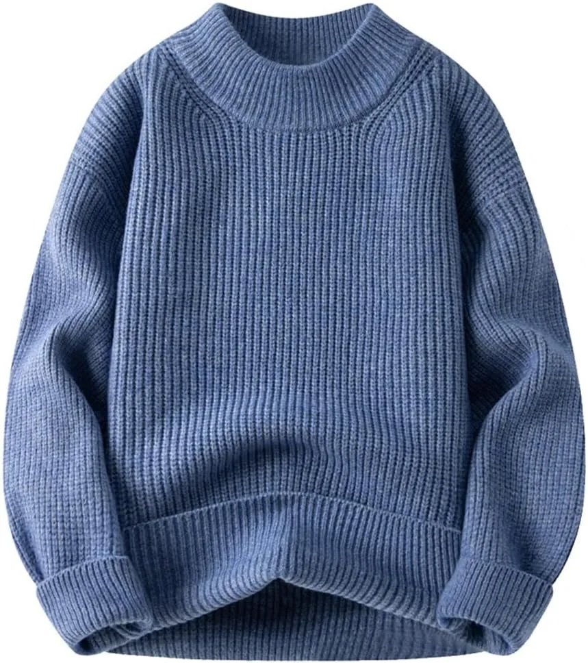 

Мужской свитер зимний свободный однотонный вязаный CGTENBS