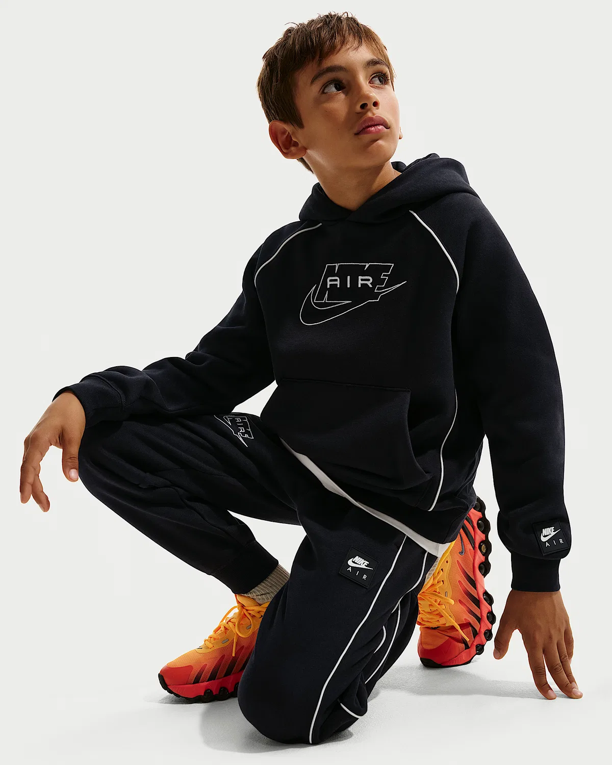 Детские спортивные штаны Nike Air из флиса, Black/White/White — фото 4