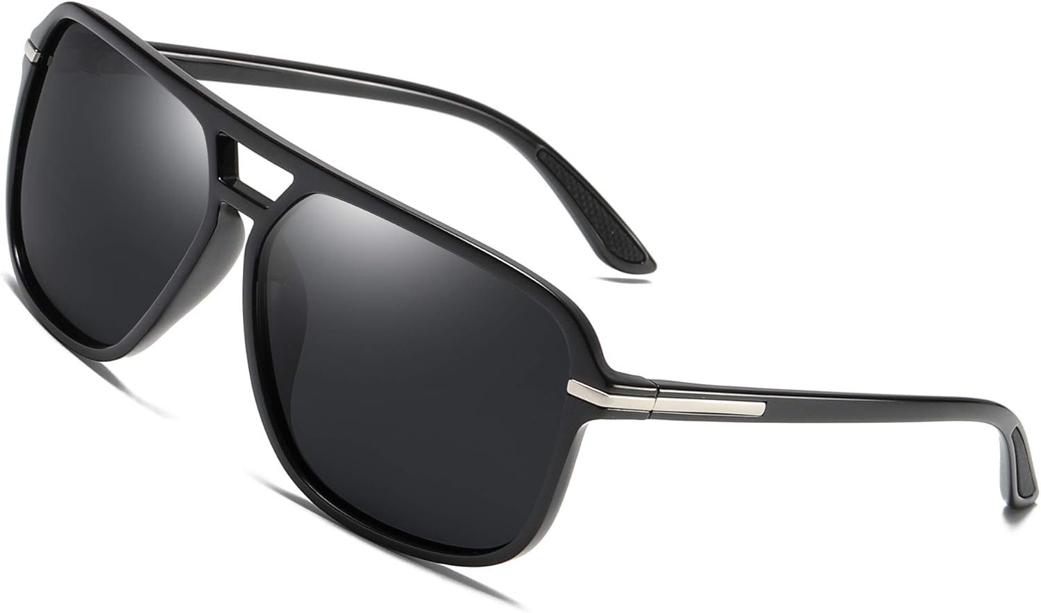 

Поляризованные солнцезащитные очки для мужчин, очки-авиаторы для вождения, женские и мужские солнцезащитные очки, прямоугольные винтажные солнцезащитные очки GOBIGER, Black Lens (Rubber Coating Ear Pieces)