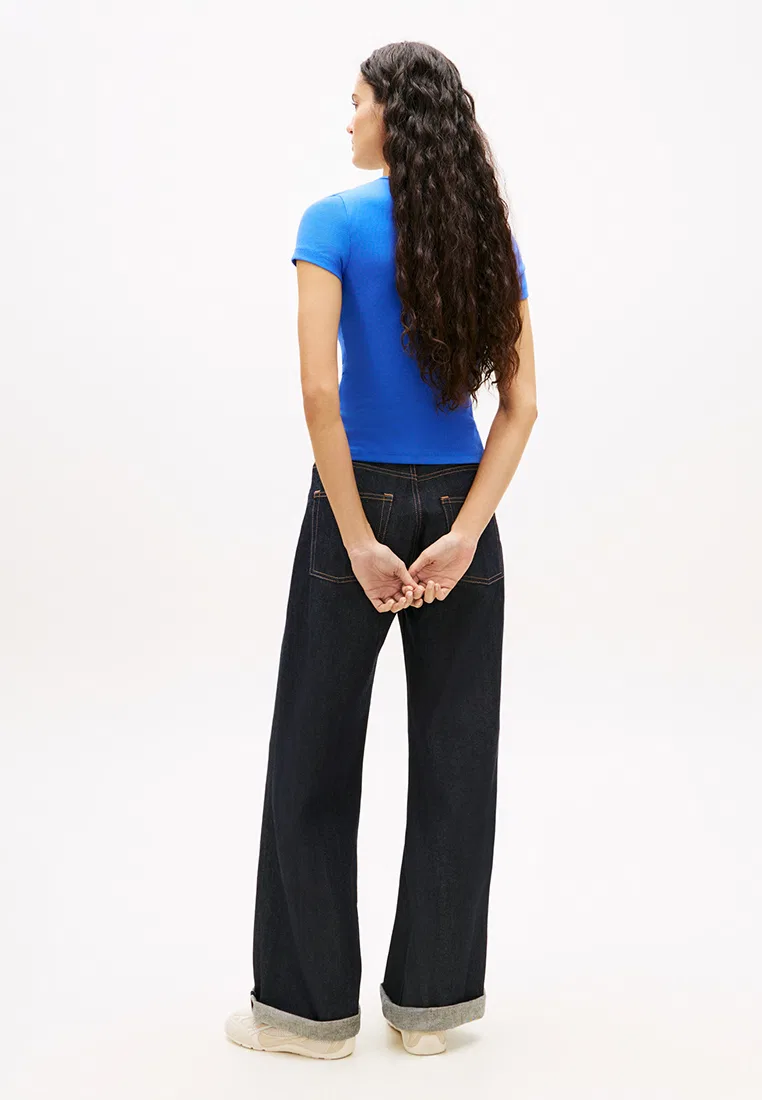 Топ женский, ribbed slim, Tommy Jeans Tommy Hilfiger, синий — фото 2