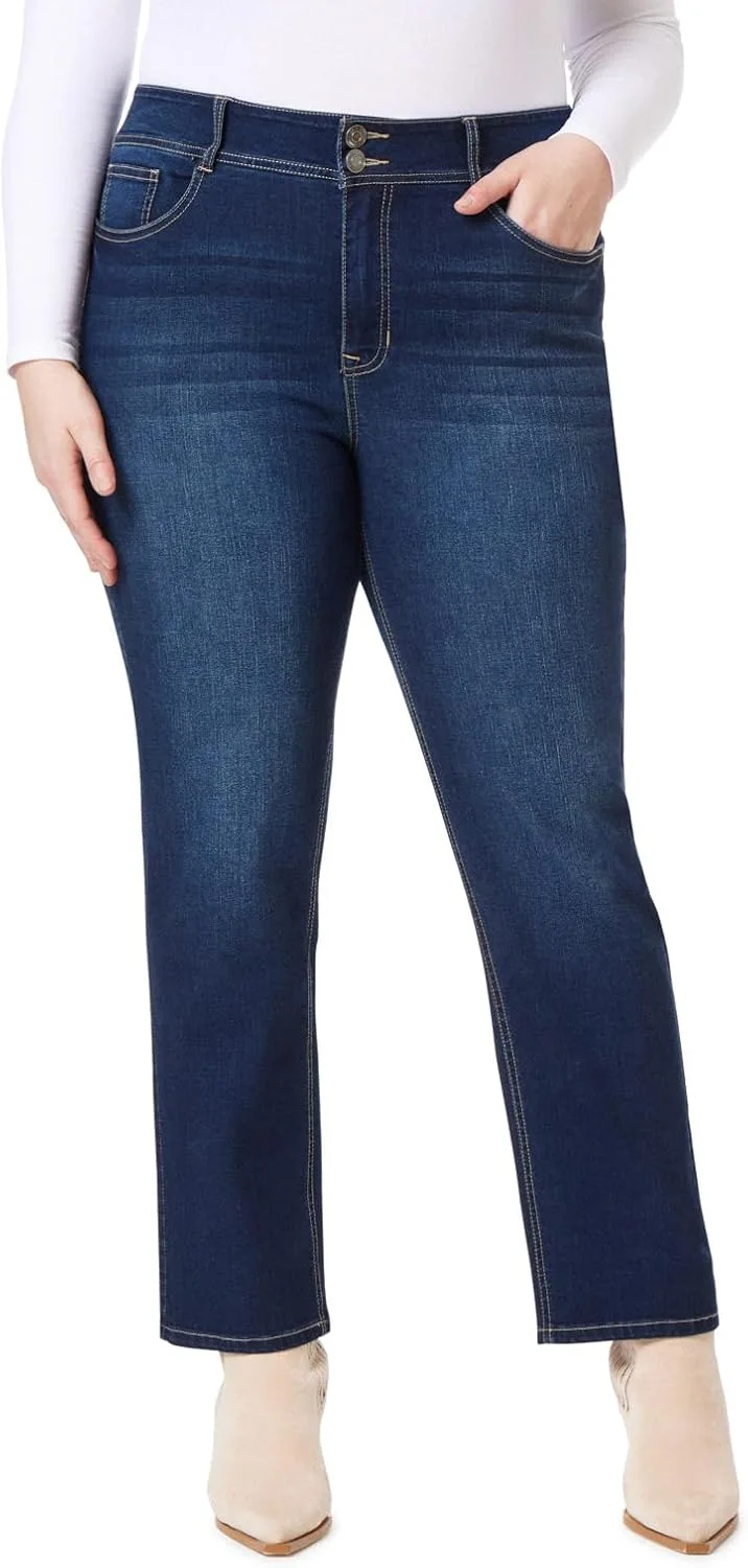 

Angels Forever Young Women's Curvy Straight Mid-Rise Jeans