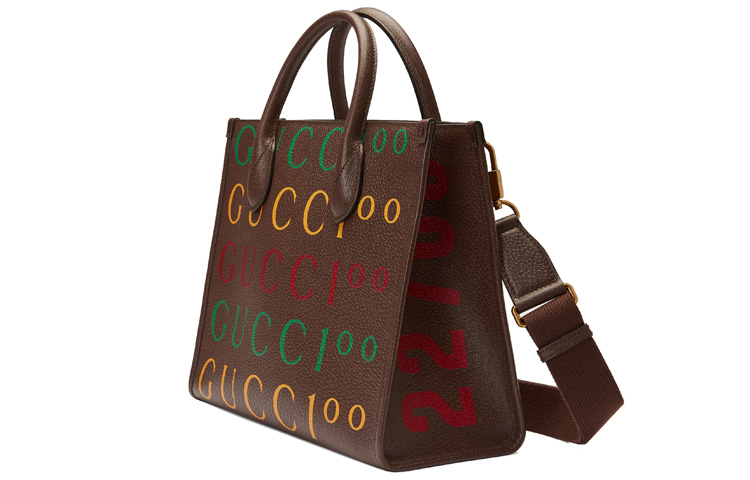 Кожаная наплечная сумка Gucci унисекс, коричневая — фото 2