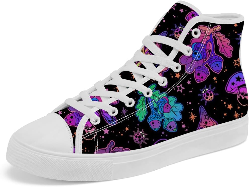 

Высокие кеды с грибным принтом из холщовой ткани высокие кеды с грибами Шнурованные повседневные кроссовки для женщин и мужчин Chebing, фиолетовый