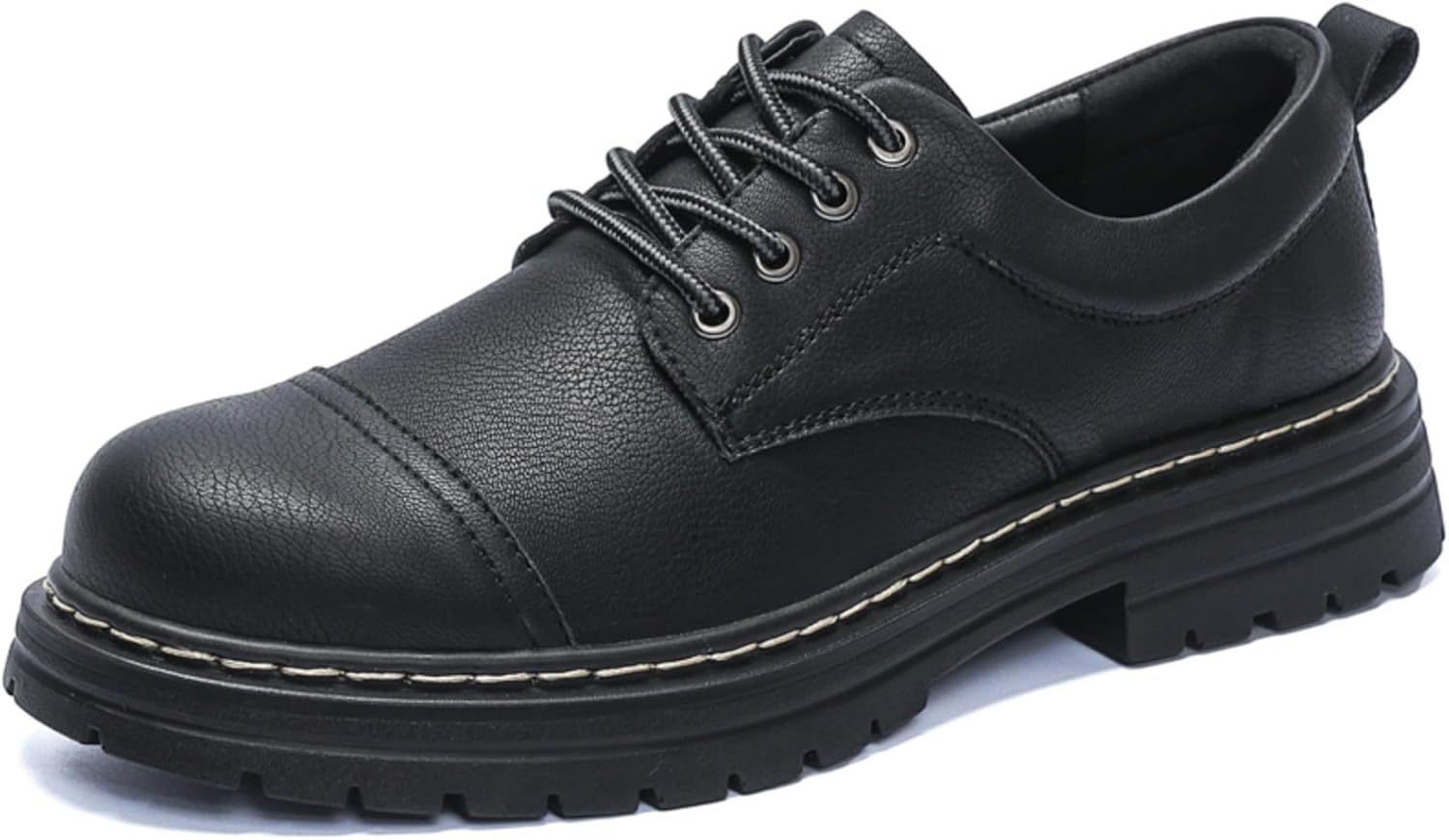 

Мужские кожаные туфли с шнуровкой Oxford Derby с платформенной подошвой, противоскользящие, комфортные, с круглым носком, для работы, повседневные и полуофициальные, с массивной подошвой, ретро стиль Kelibasi, черный