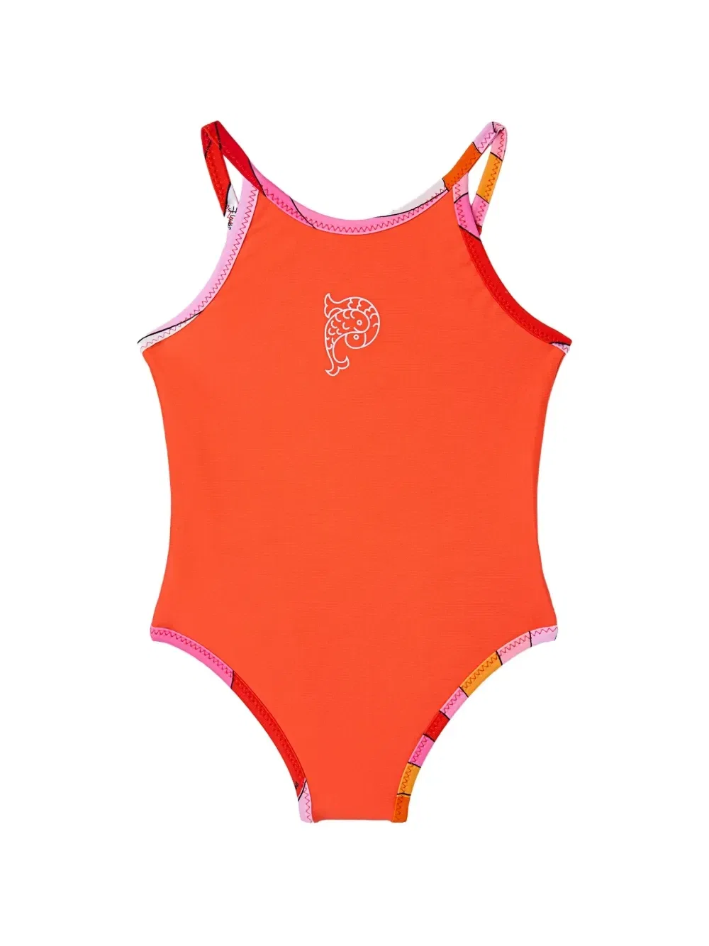Слитный купальник с логотипом в виде рыбы Pucci Junior, оранжевый