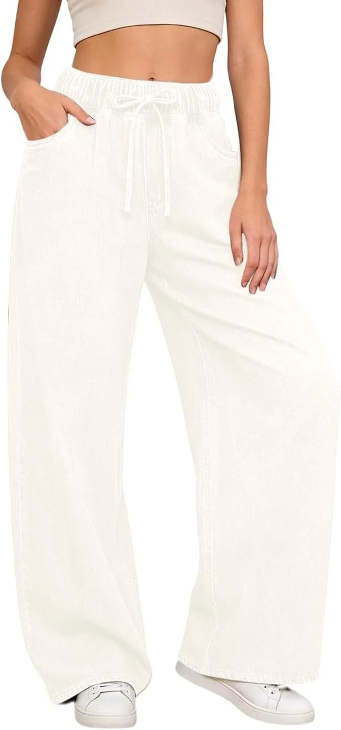 

Джинсы женские High Waisted Wide Leg с карманами и эластичным поясом