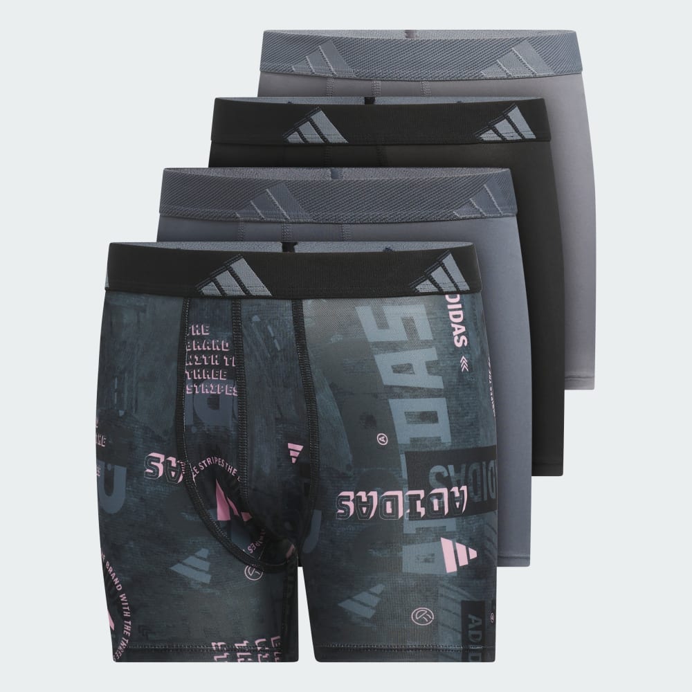 

Боксеры Adidas Youth Microfiber Graphic 4-Pack Boxer Briefs, цвет Black/Gum/Onix/Black