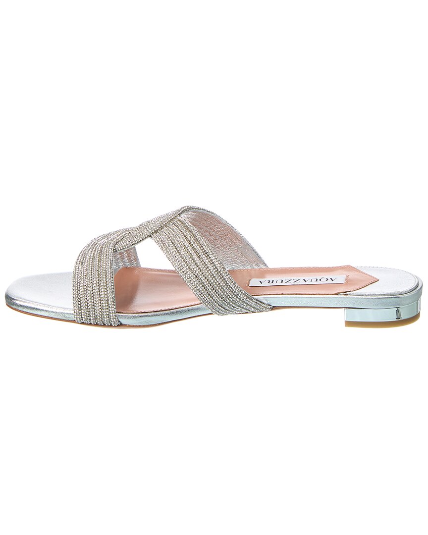 Aquazzura Gatsby Leather Sandal, серебряный — фото 2