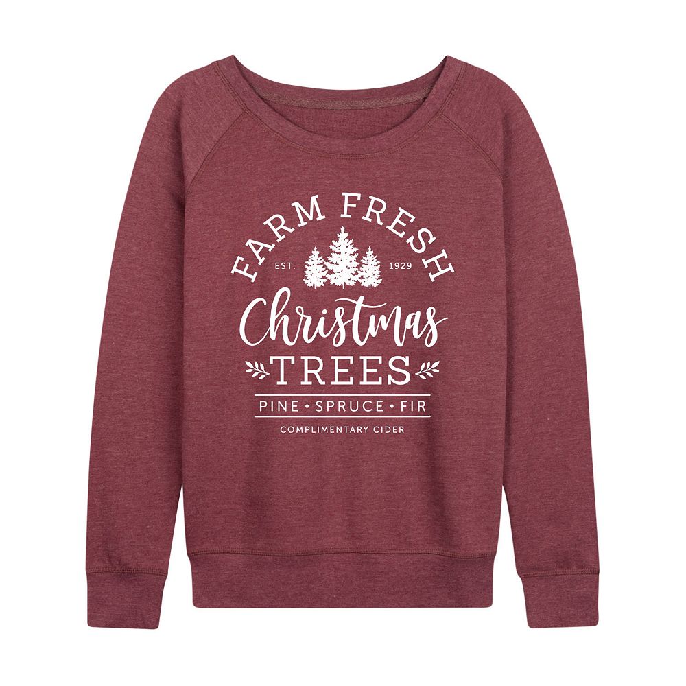 

Женский легкий свитшот из френч терри Farm Fresh Christmas Trees Licensed Character, цвет Heather Dark Red