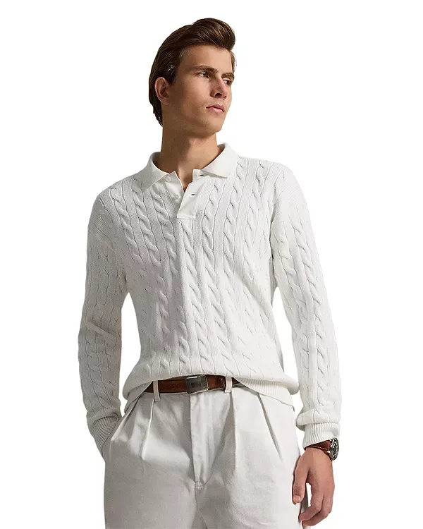 Хлопковый свитер свободного кроя крупной вязки Polo Ralph Lauren, White