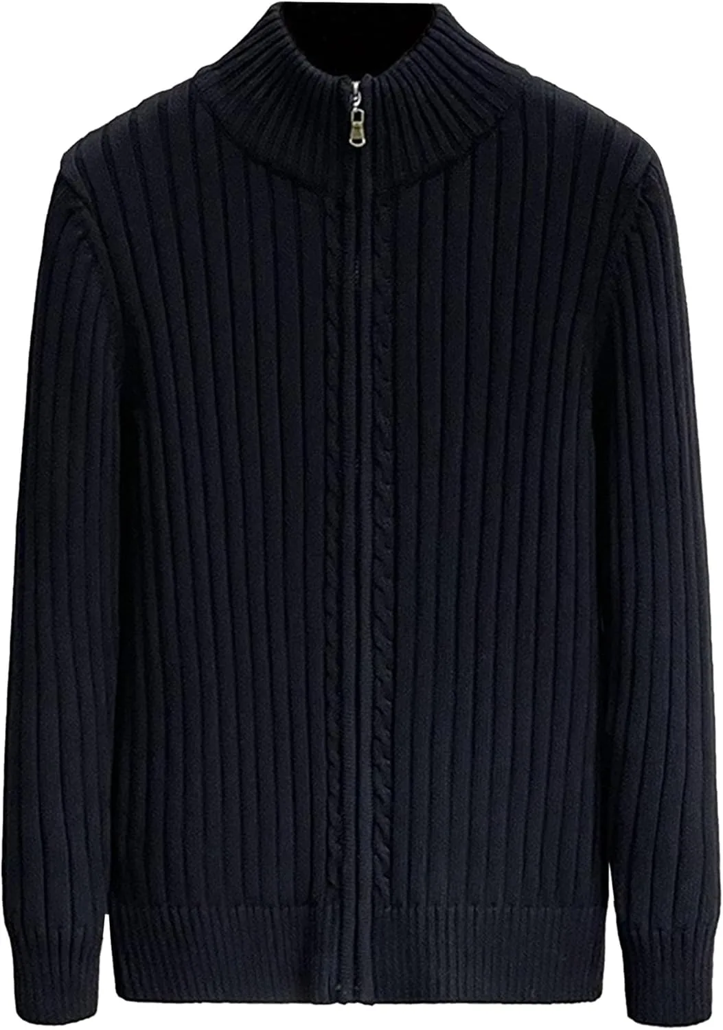 Мужской кардиган в полоску со стойкой, slim fit, на молнии