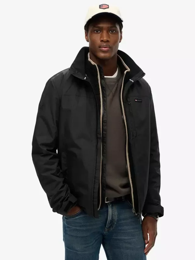 Ветровка без капюшона с логотипом, угольно-черная Superdry