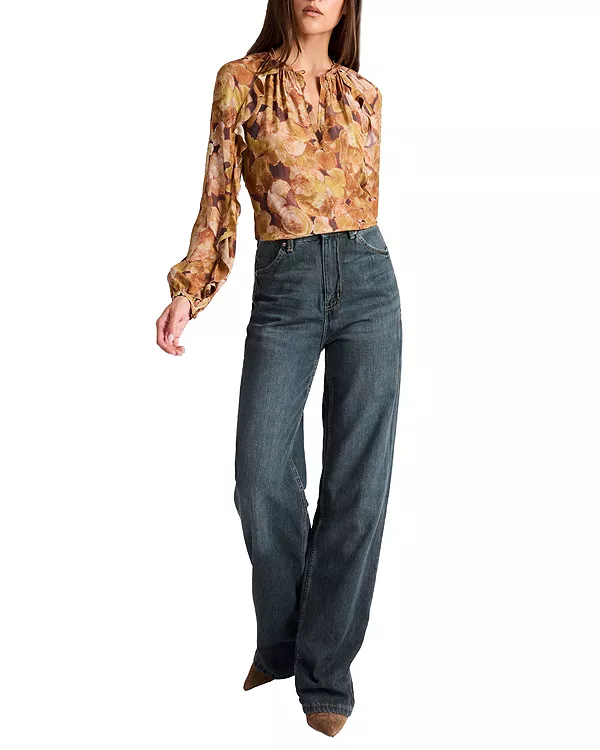 

Блузка Skyla с длинными рукавами и оборками из крепа с цветочным принтом Santorelli, желтый