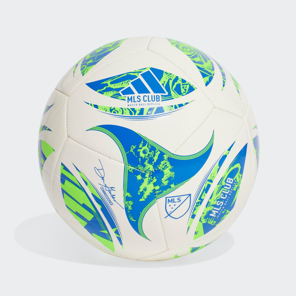 

Футбольный мяч Adidas MLS 25 Club Ball, цвет White/Green/Glow Blue